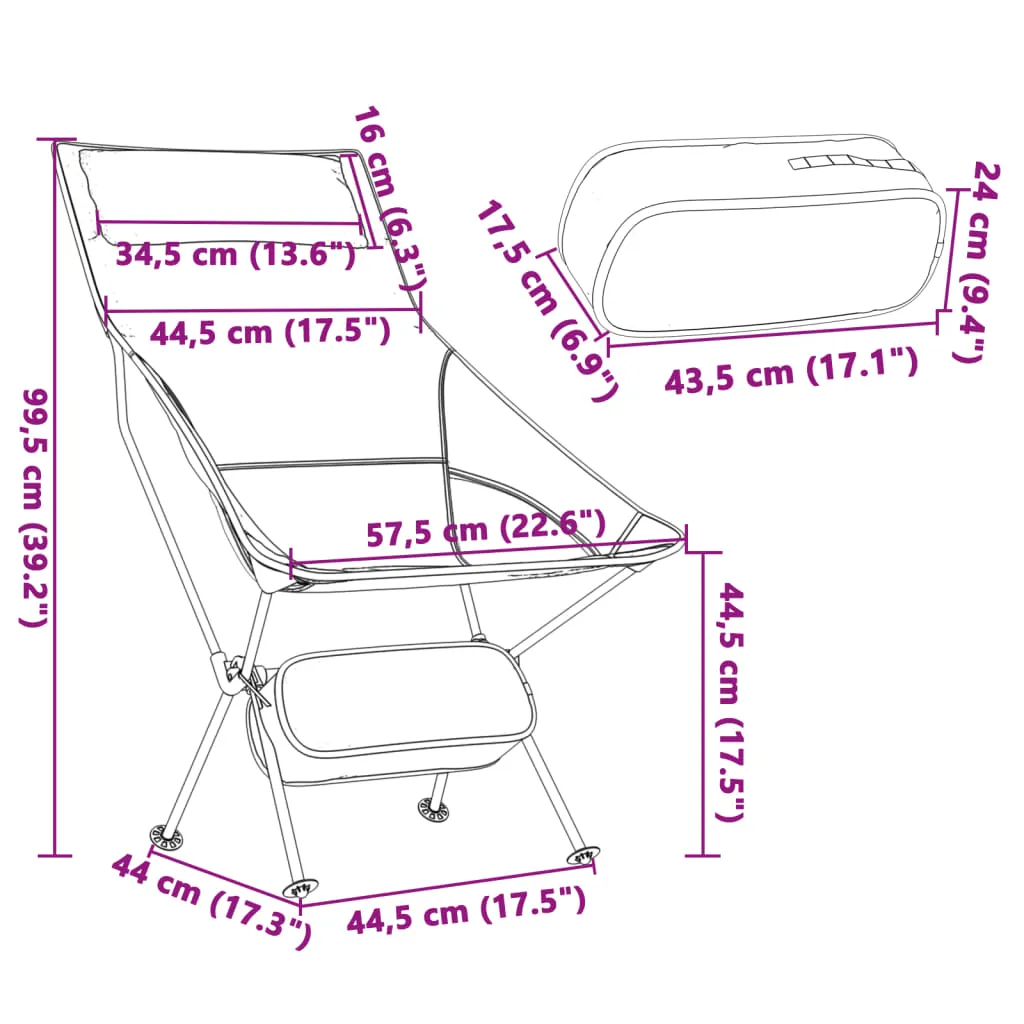 vidaXL Foldable Camping Chairs 2 pcs Black Oxford Fabric and Aluminium