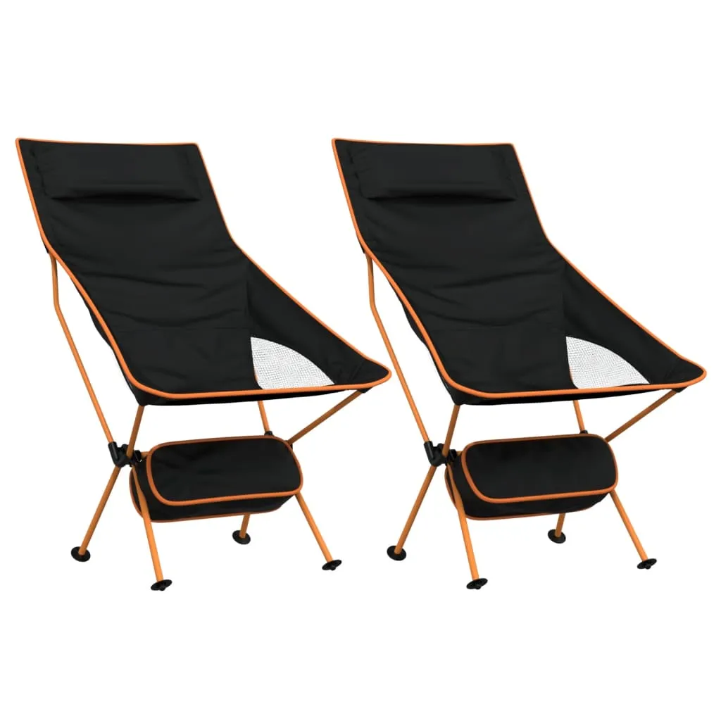 vidaXL Foldable Camping Chairs 2 pcs Black Oxford Fabric and Aluminium