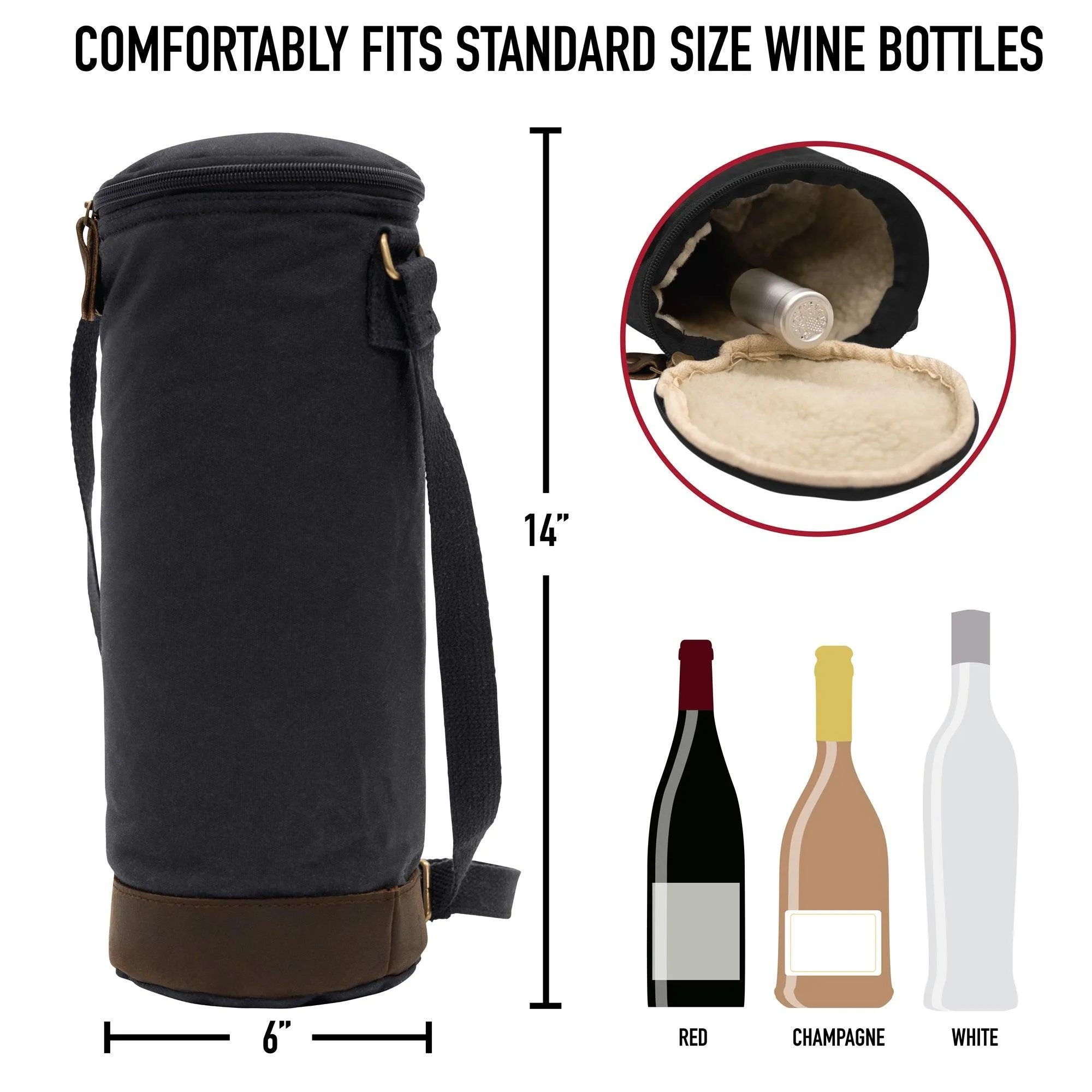 Waxed Canvas Wine Carrier Tote Bag