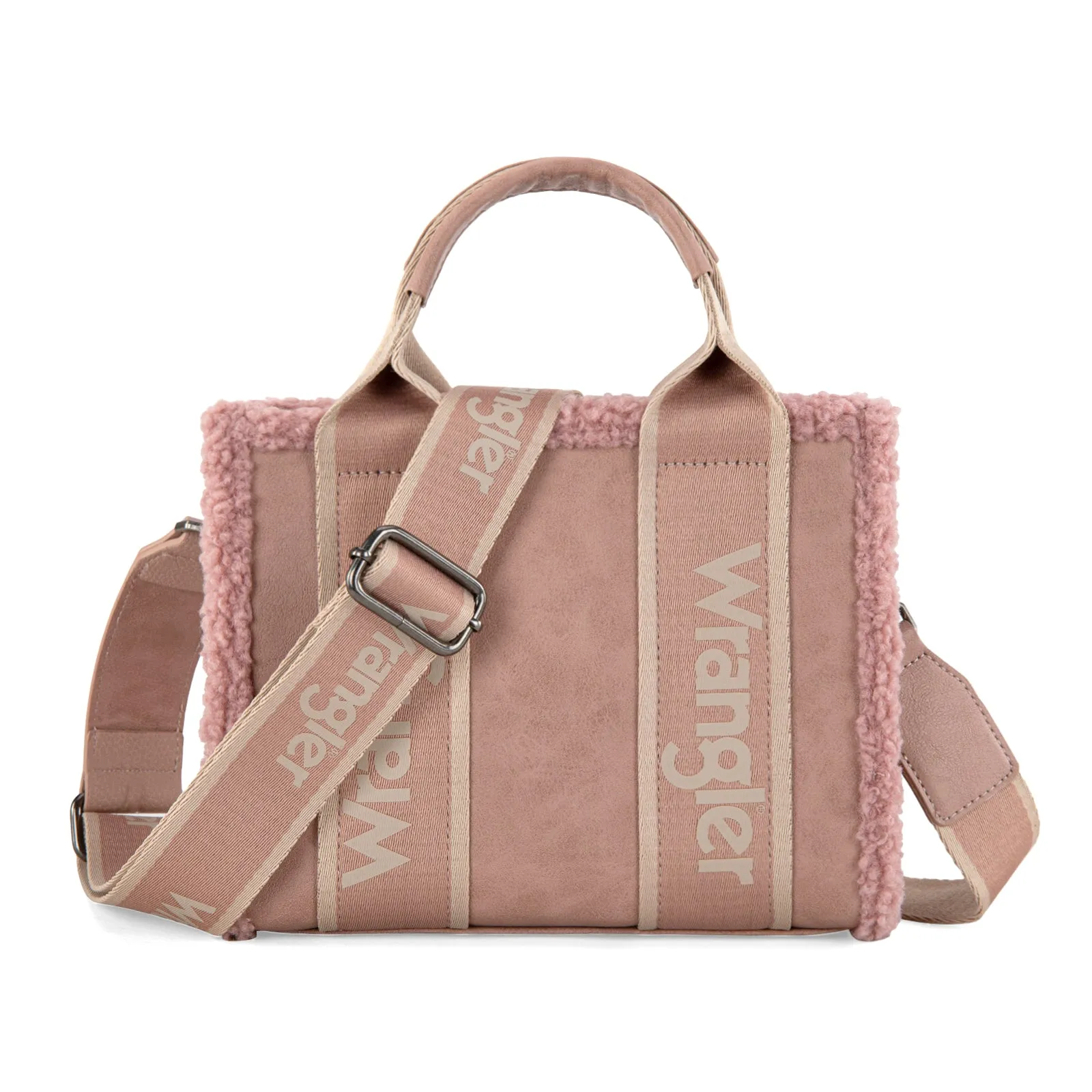 WG181-8120S  Wrangler Sherpa Small Canvas Tote/Crossbody - Pink