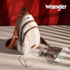 WG87-227 Wrangler Sling Bag/Crossbody/Chest Bag Dual Zippered Compartment - Beige-Brown