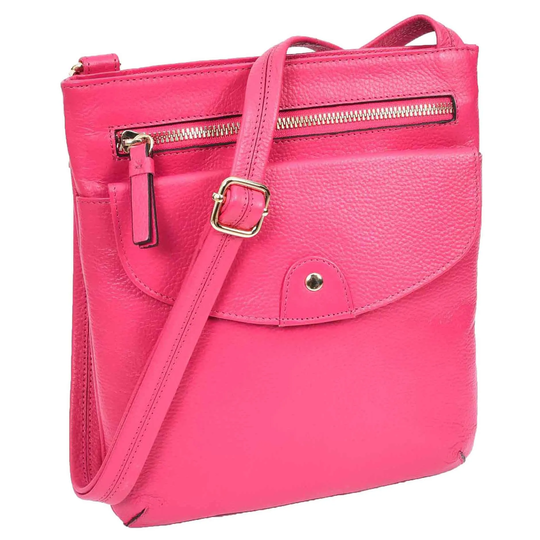 Womens Cross Body Sling Bag Leather Messenger HOL5 Pink