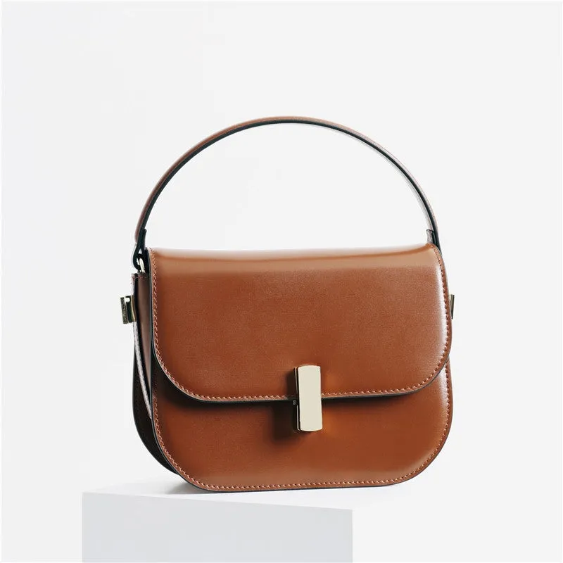 Womens Leather Medium Classic Box Flap Bag