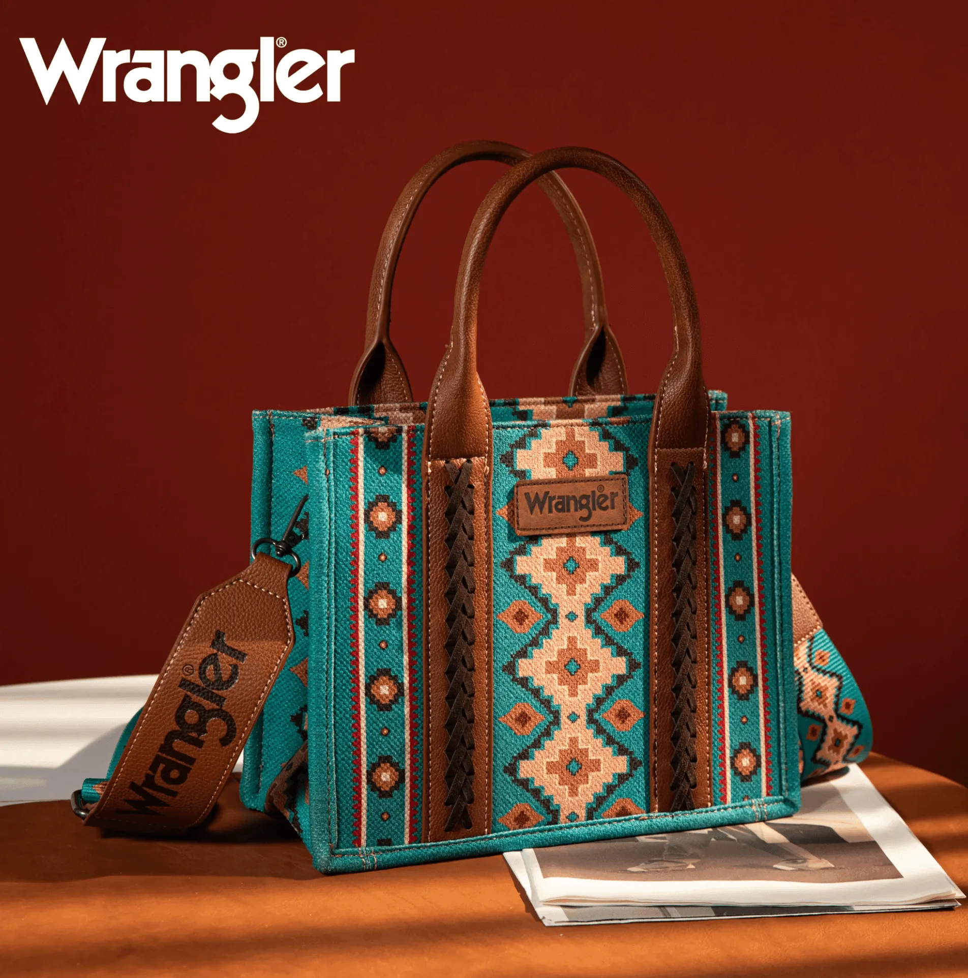 Wrangler Southwestern Canvas Turquoise Crossbody WG2203-8120STQ