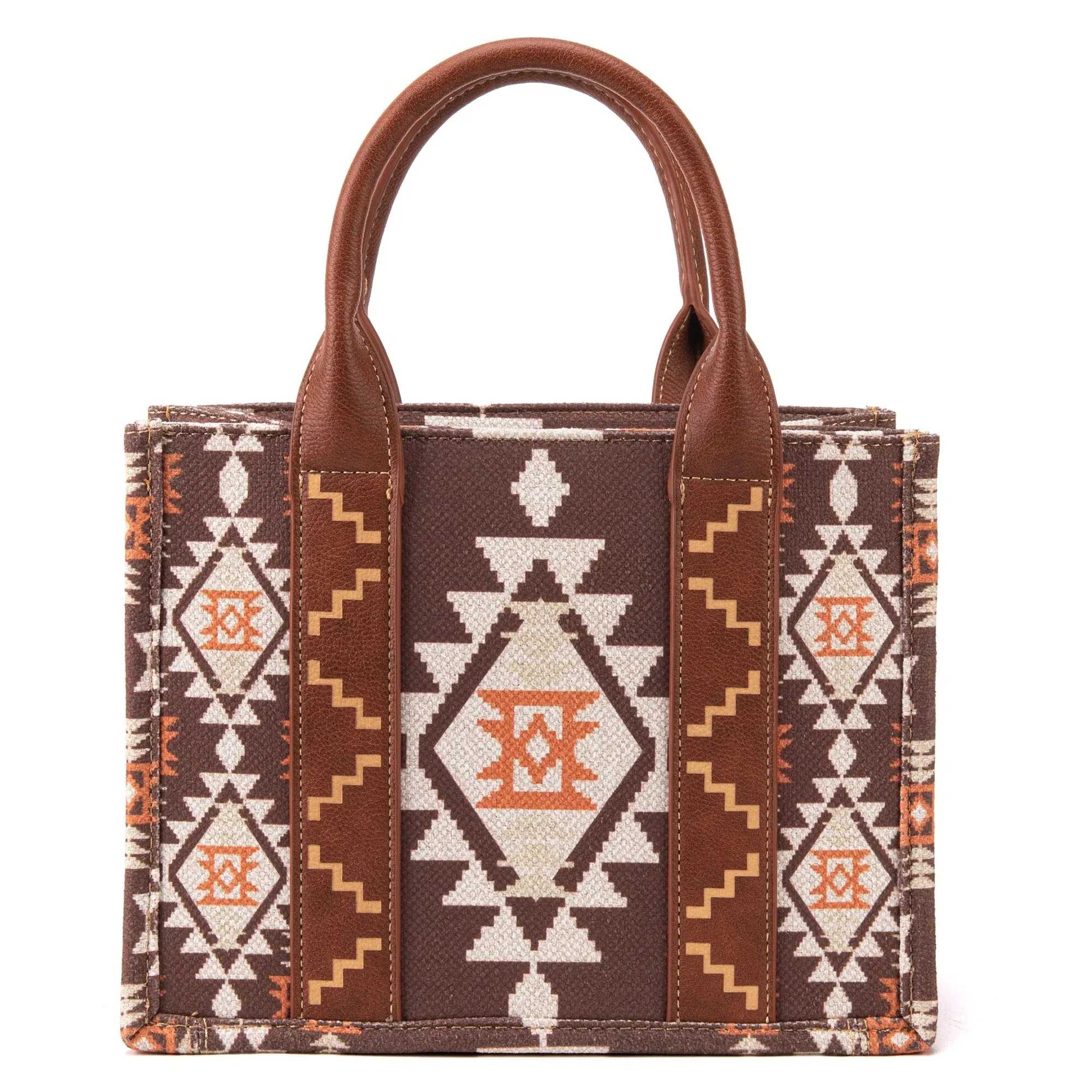 Wrangler Southwestern Print Small Canvas Tote/Crossbody - Coffee