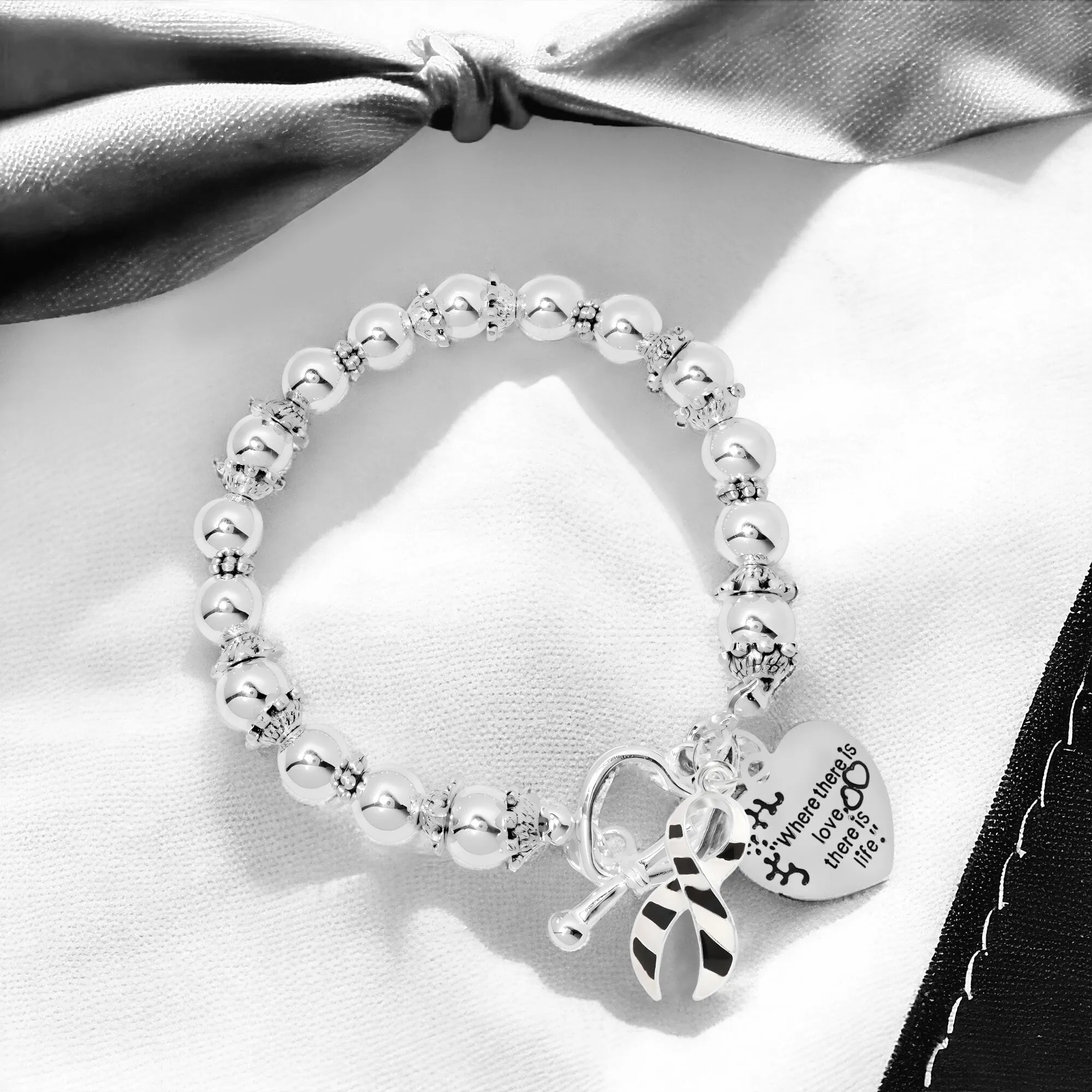 Zebra Print Ribbon Where There is Love Charm Bracelets